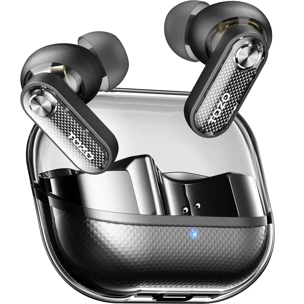 TOZO Store TOZO Crystal Pods Wireless Earbuds Hybrid ANC Bluetooth 5.4 Black — product photo