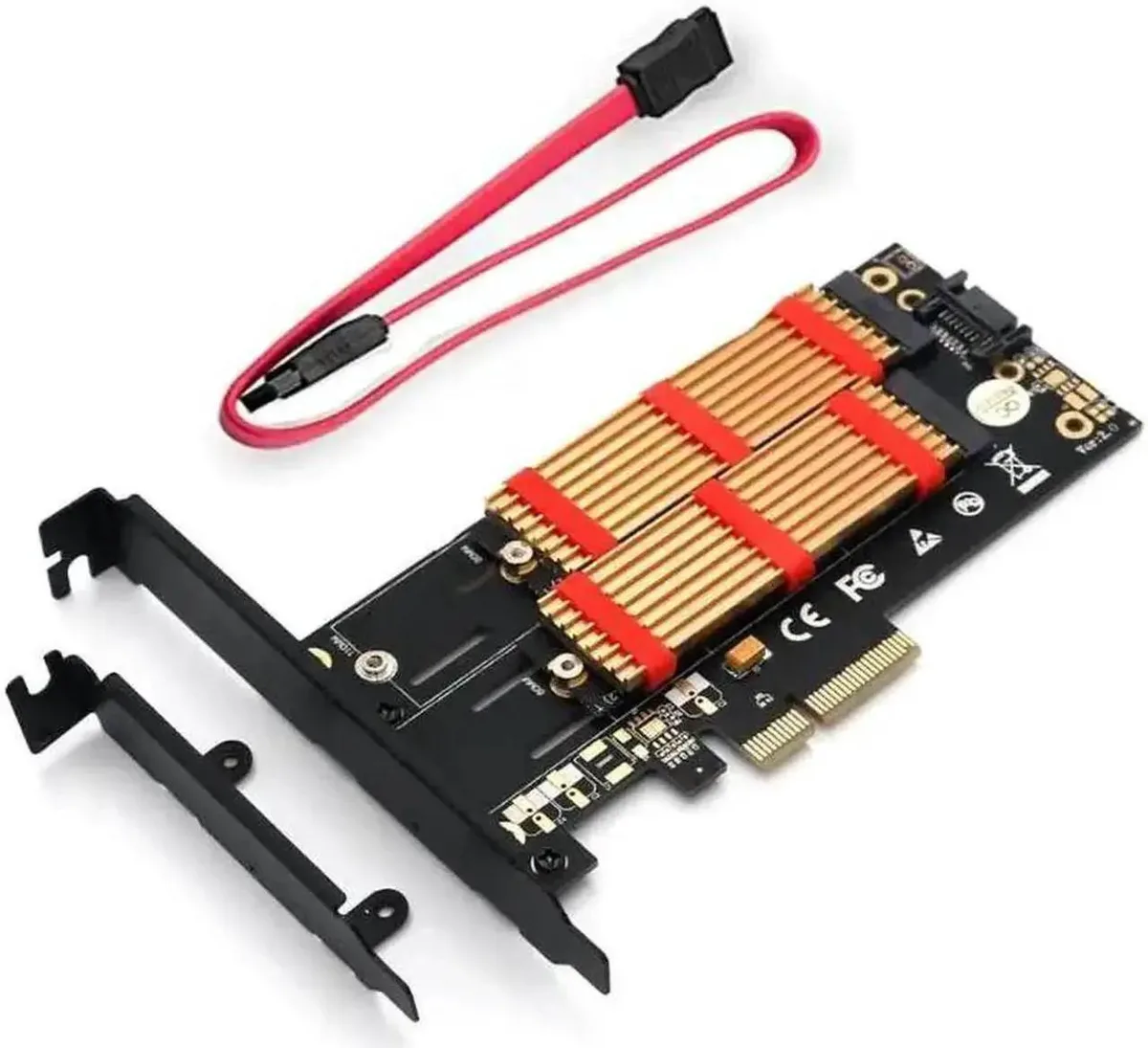 SMUGDESK SMUGDESK M.2 NGFF Key B-M to PCIe 4X Adapter Card with Bracket &amp; Heatsink — product photo