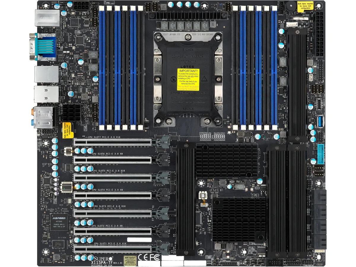 Supermicro Supermicro MBD-X11SPA-TF-O server motherboard LGA 3647 12 DDR4 2933 8 SATA 4 M.2 10GbE — product photo