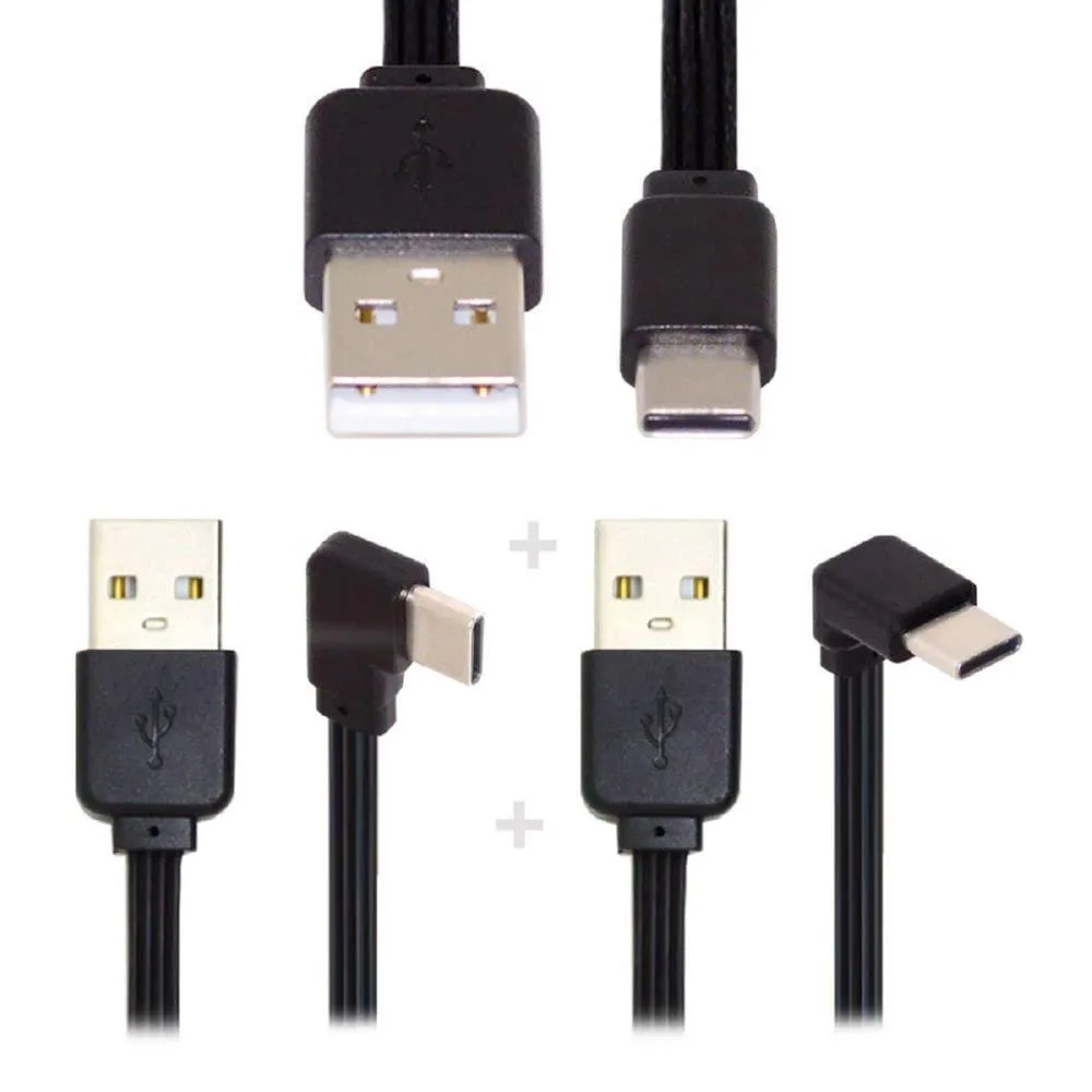 Fervit Fervit USB 2.0 Type-A to Type-C Angled Flat Cable 3-Pack 13cm — product photo