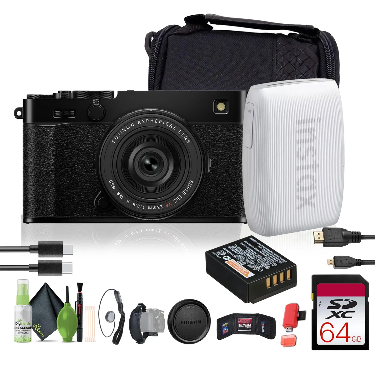 FUJIFILM FUJIFILM X-E5 40.2MP Camera Kit with XF 23mm f/2.8 Lens, INSTAX Mini Link 3 Printer, 64GB Card &amp; Accessories — product photo