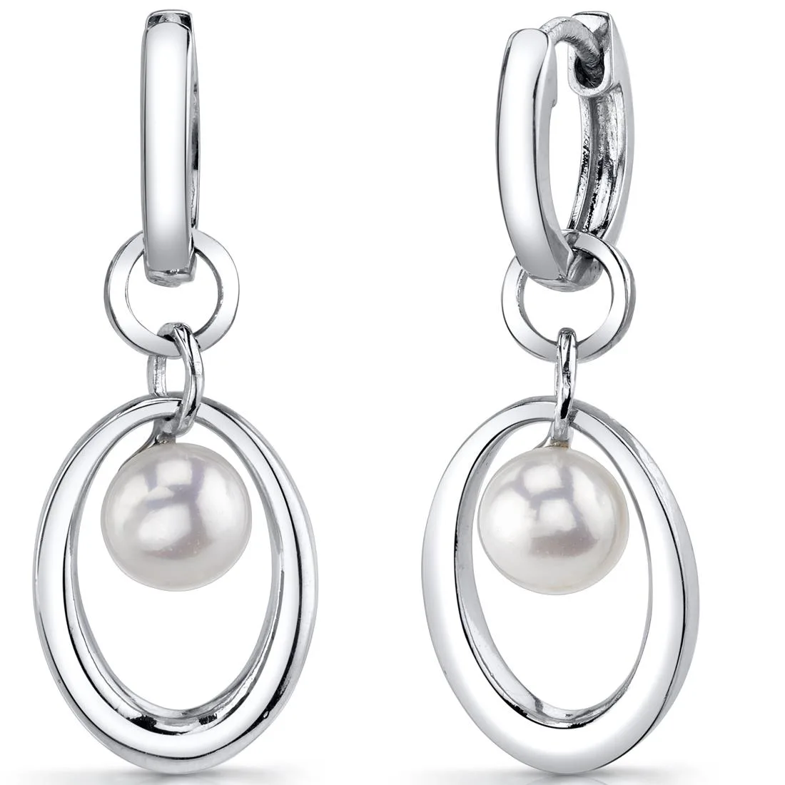 Oravo Oravo 6.0mm Freshwater Pearl Hinged Earrings 925 Silver 3.75g — product photo