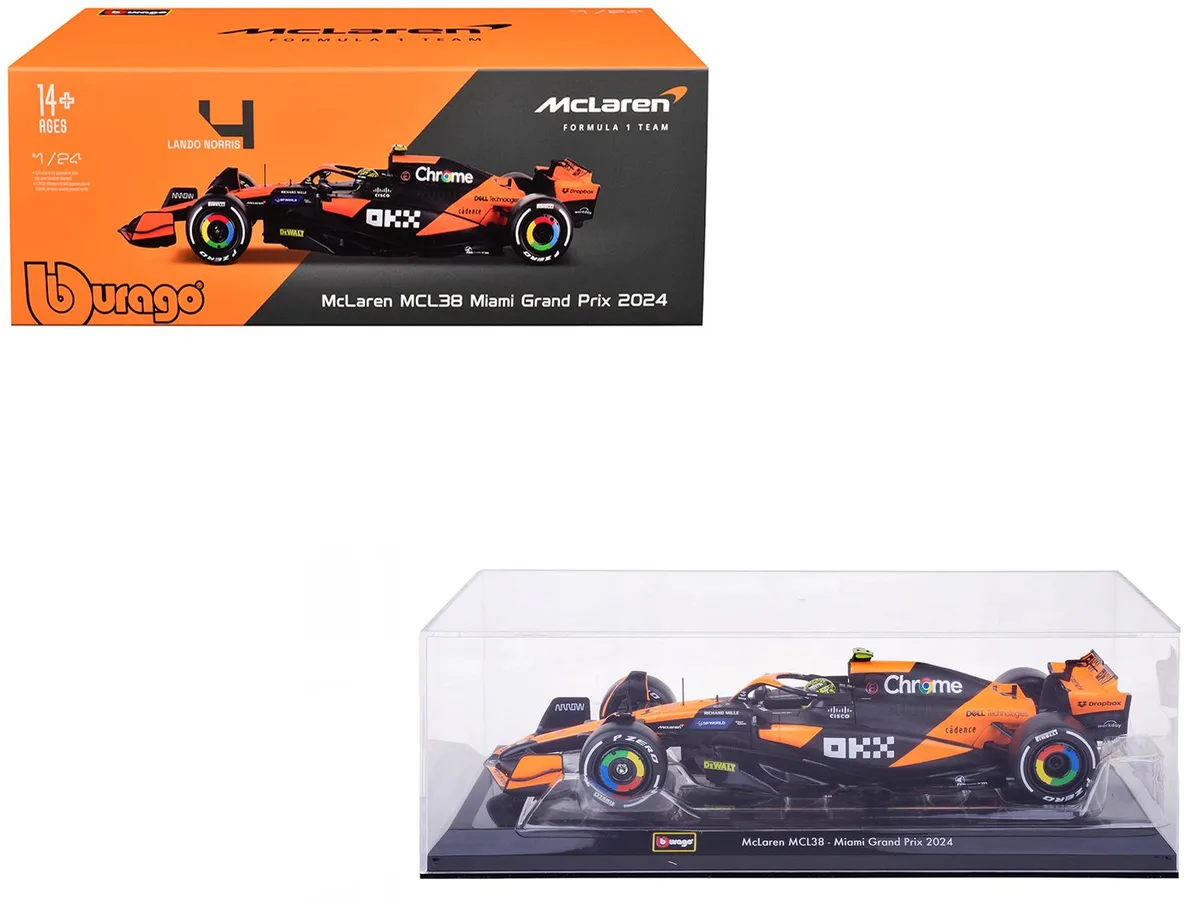 BBURAGO BBURAGO McLaren MCL38 #4 Lando Norris OKX Miami GP 2024 1/24 Diecast — product photo