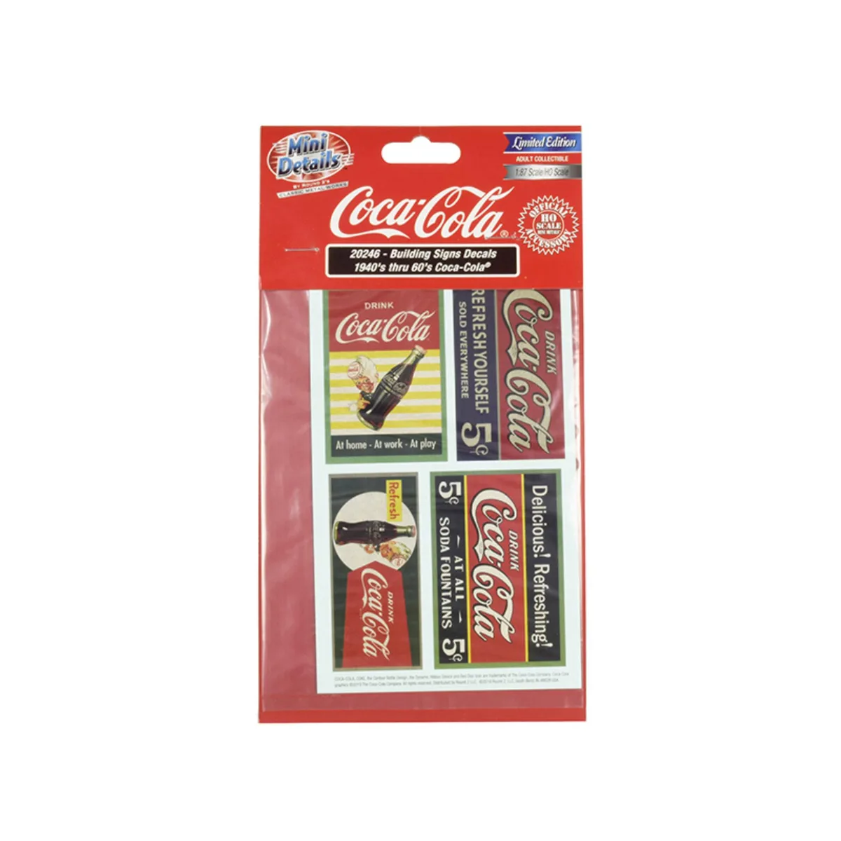 Classic Metal Works Classic Metal Works Coca-Cola Building Signs Decals HO 1/87 Scale 1940s-1960s — product photo