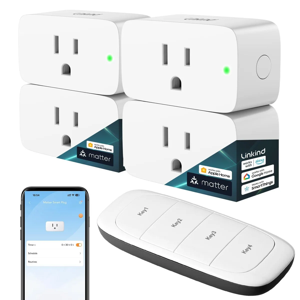  TP-Link LC09006 Matter Smart Plug 4 Pack with Remote — product photo