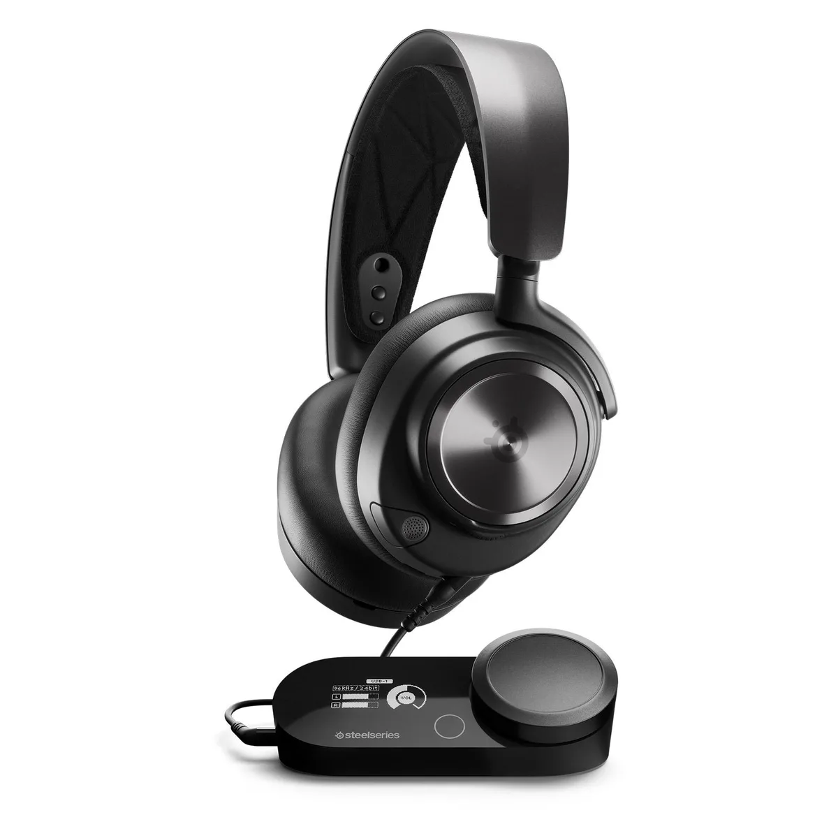 Black over-ear gaming headset with retractable microphone and wired GameDAC Gen 2 unit