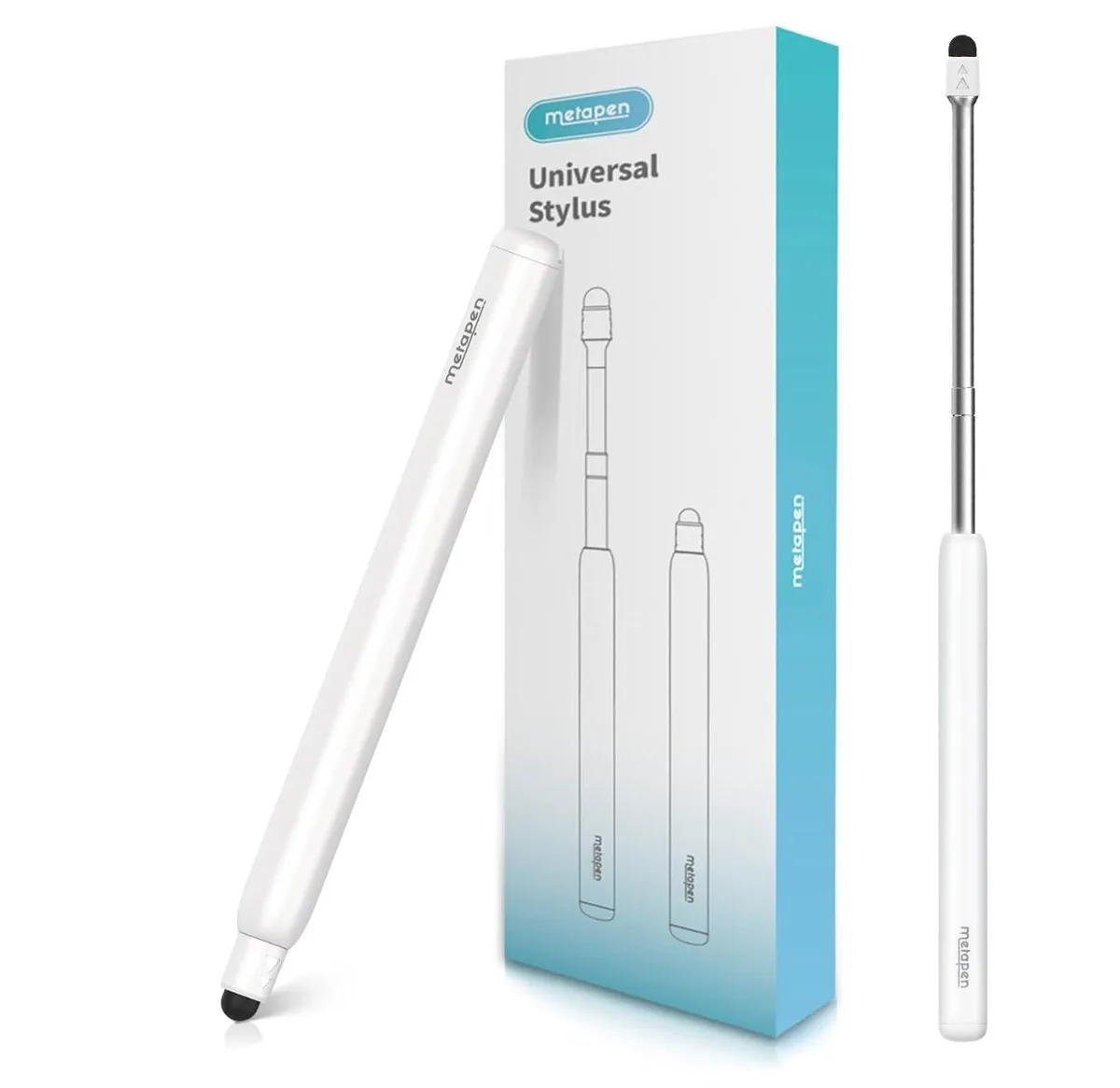Metapen X1 Universal Stylus White 34 cm extendable flocking tip — product photo