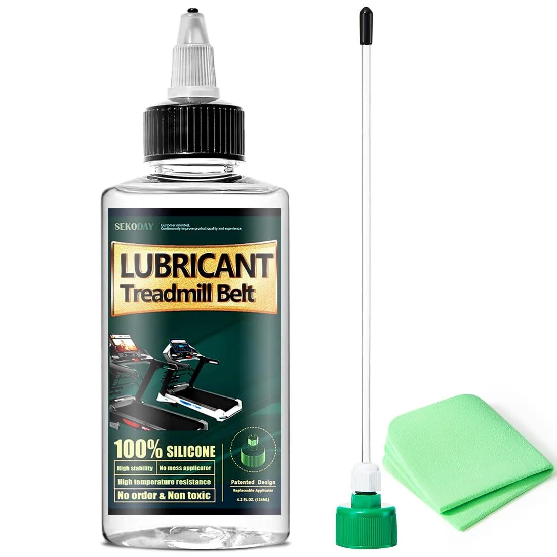 White 4.2oz silicone lubricant bottle with hard applicator tube and screw cap