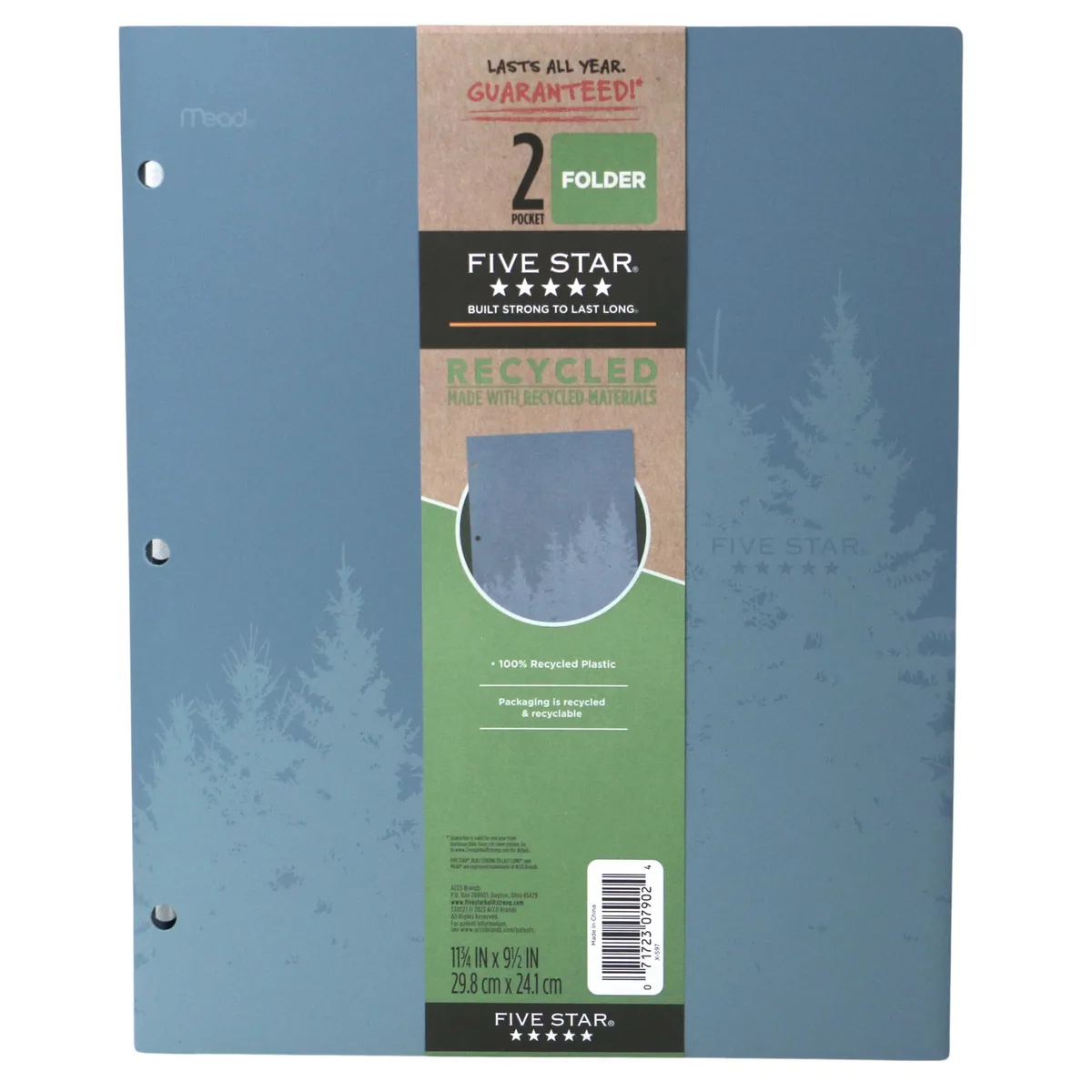 FindTape FindTape 2-Pocket Recycled Plastic Folder Glacier Blue 330027 — product photo