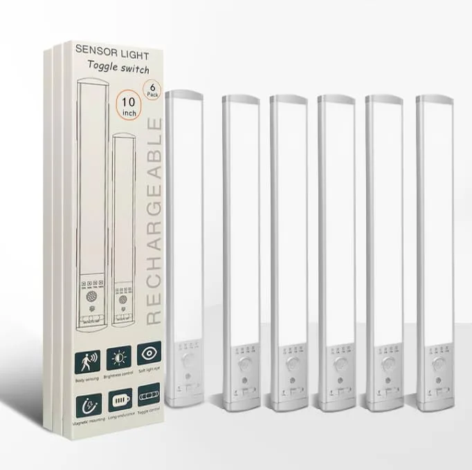 Six white iron LED light bars, 10 inches long, in a pack of six
