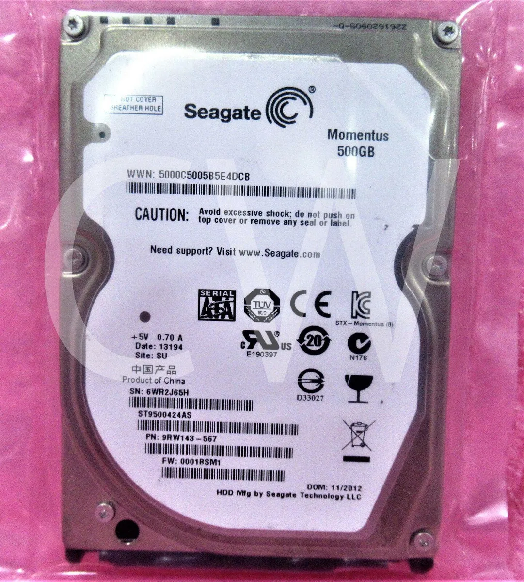 Seagate Seagate Momentus ST9500424AS 500GB 7200RPM 16MB 2.5" SATA internal hard drive — product photo