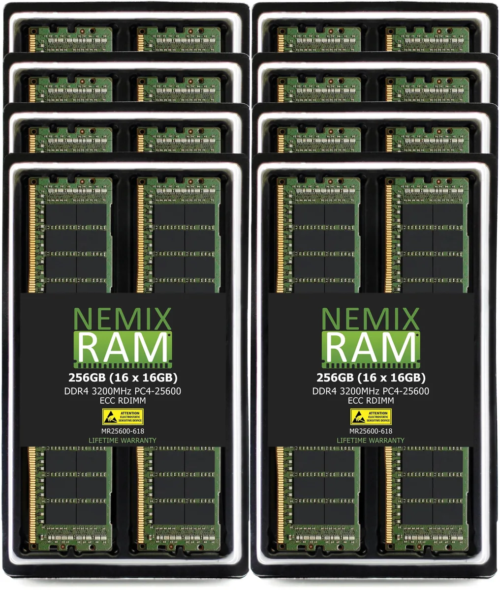 NEMIX RAM NEMIX RAM 256GB (16×16GB) DDR4 3200 CL22 1.2V 288-pin ECC RDIMM memory upgrade — product photo