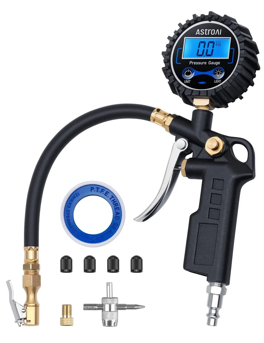 KEHIPI KEHIPI Digital Tire Pressure Gauge with Inflator 3-250 PSI 0.1 Display Resolution — product photo