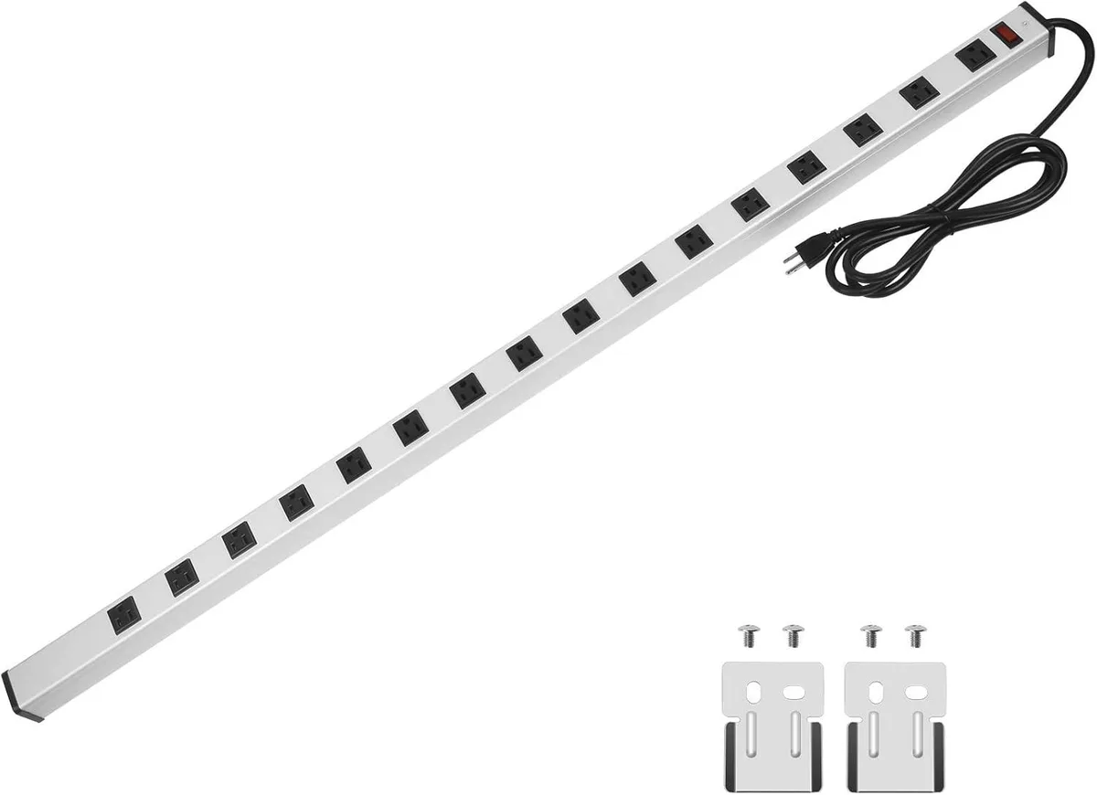 BFKK BFKK 16 Outlet Metal Power Strip Silver 15A 125V 1875W 10 FT Cord — product photo