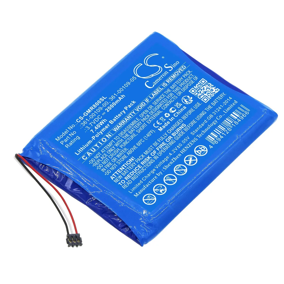  Cameron Sino Battery for Garmin DEZL OTR800 MT-S Overlander 2000mAh 7.40Wh — product photo