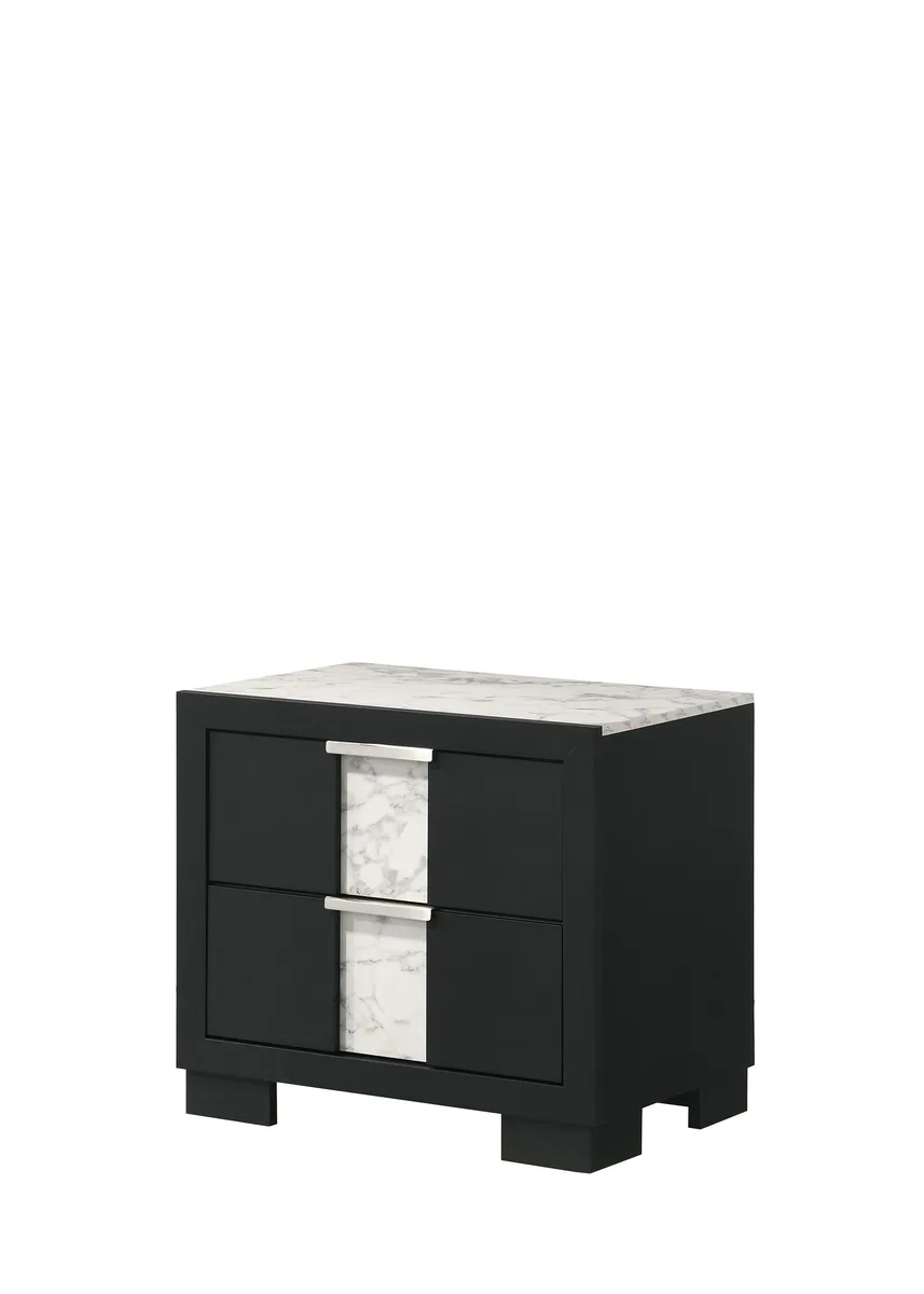 tuphen tuphen Contemporary Black/White Nightstand Two Drawers 23.6" X 16.4" X 21.4"H — product photo