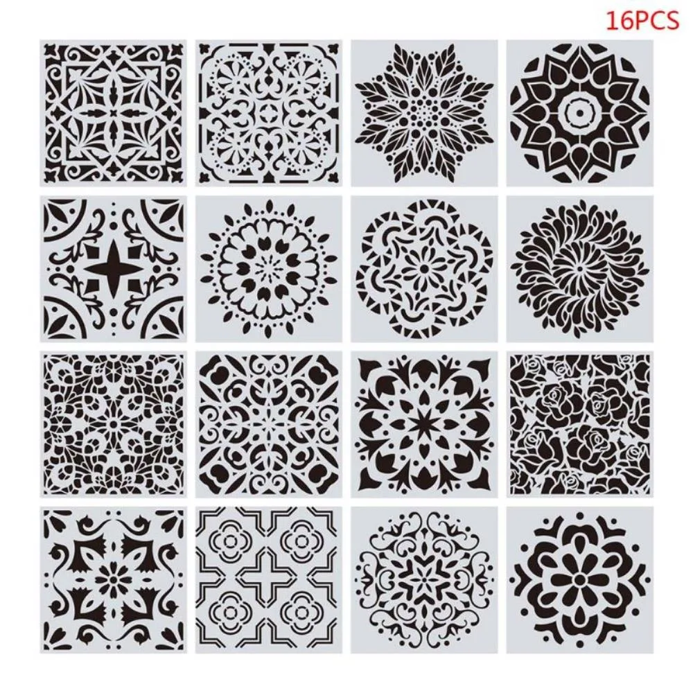 Ruth's sister Ruth's sister 16pcs Mandala Stencil Set 15x15cm internal power cable — product photo