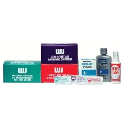 Twelve small foil packets of burn cream 0.9g each