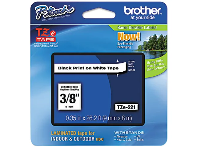 Brother Brother TZE221 pos accessory 9mm black on white tape 8m — product photo
