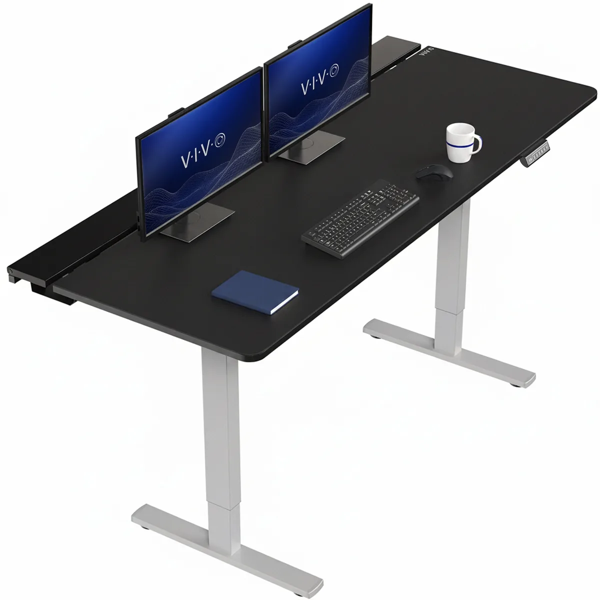 VIVO VIVO Electric Desk 71" x 30" Black/Gray Full Pad Cable Management — product photo