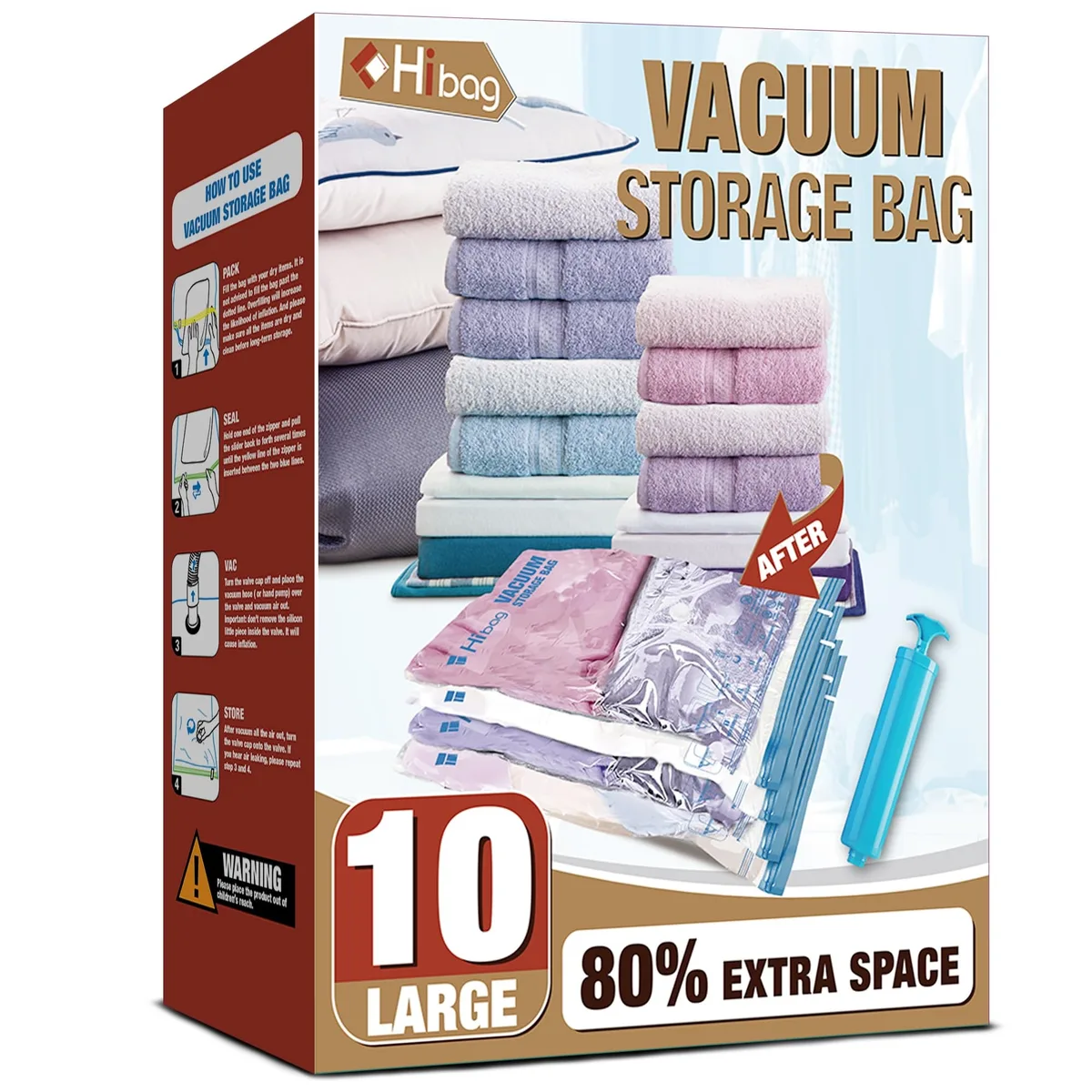 HIBAG HB-10L 10 Large Vacuum Storage Bags — product photo