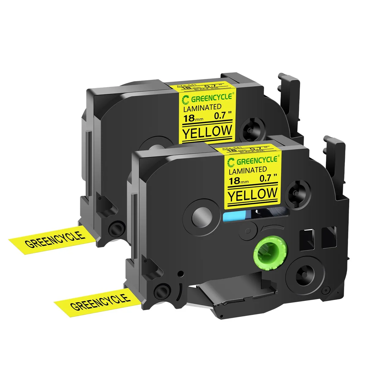 GREENCYCLE GREENCYCLE TZe-641 18mm Black on Yellow Laminated Tape 2 Pack — product photo