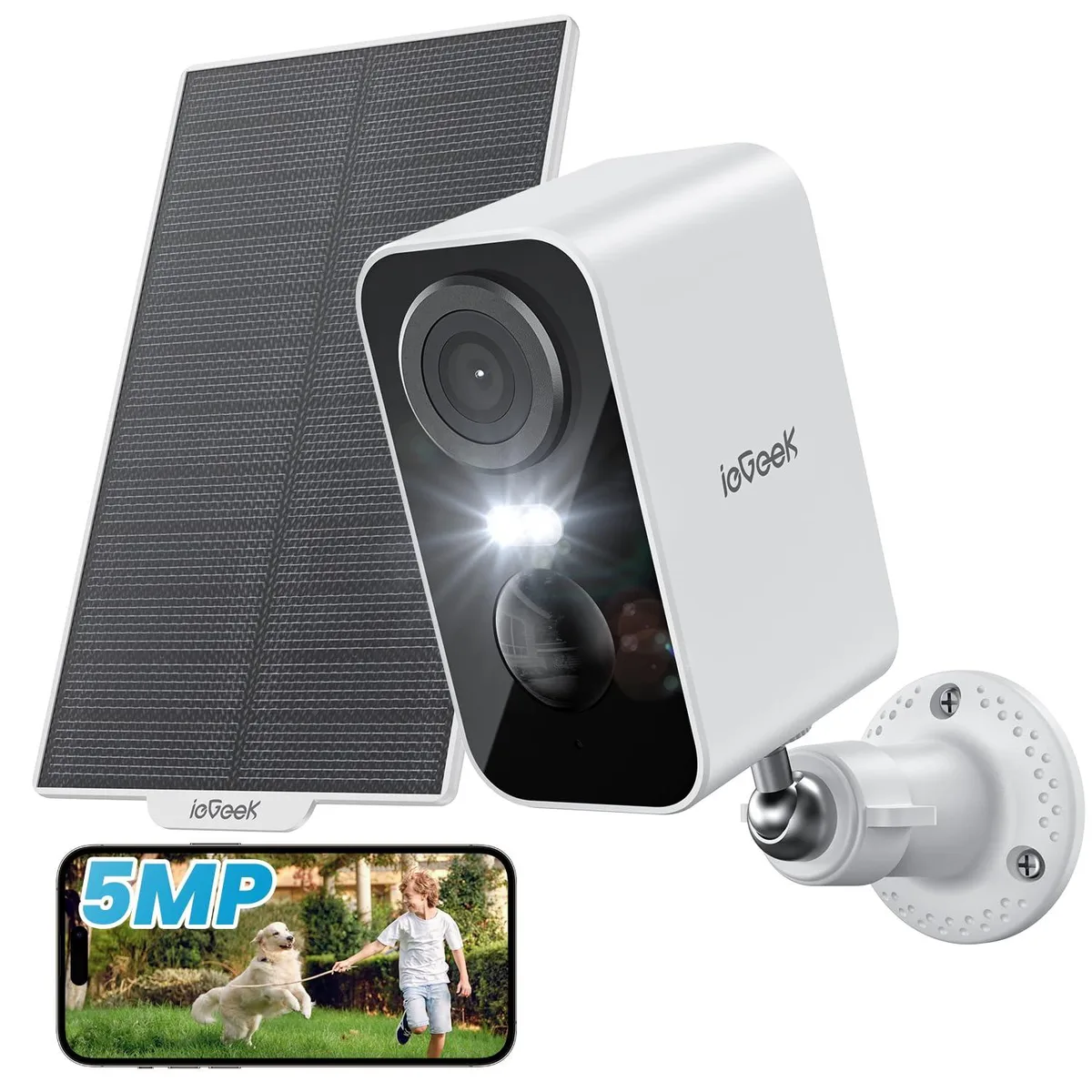 ieGeek ieGeek 5MP Solar Security Camera Outdoor Wireless Color Night Vision Black White network camera — product photo