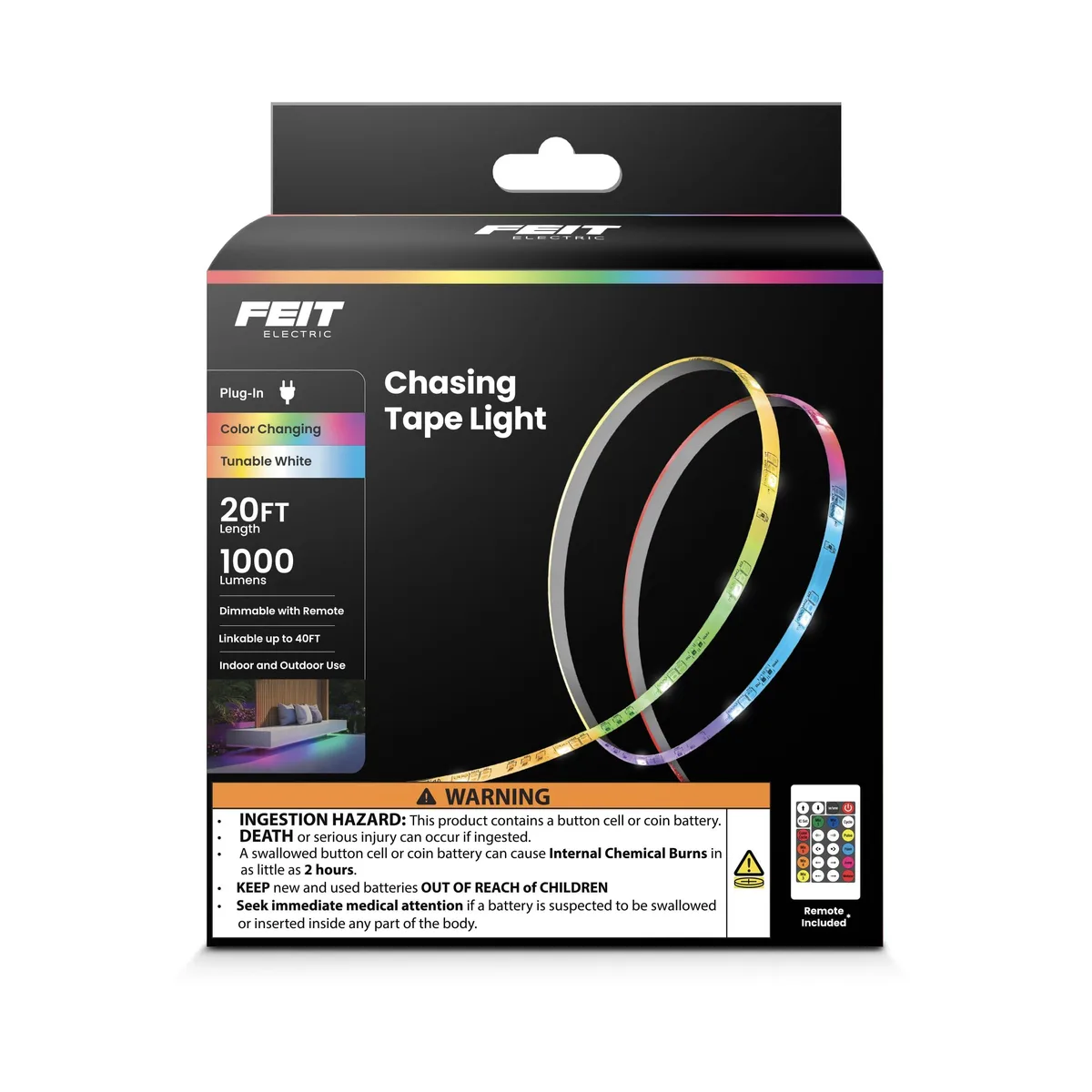  Feit Electric TAPE240/CHASE 20ft Under Cabinet LED Strip 24W 1000lm — product photo