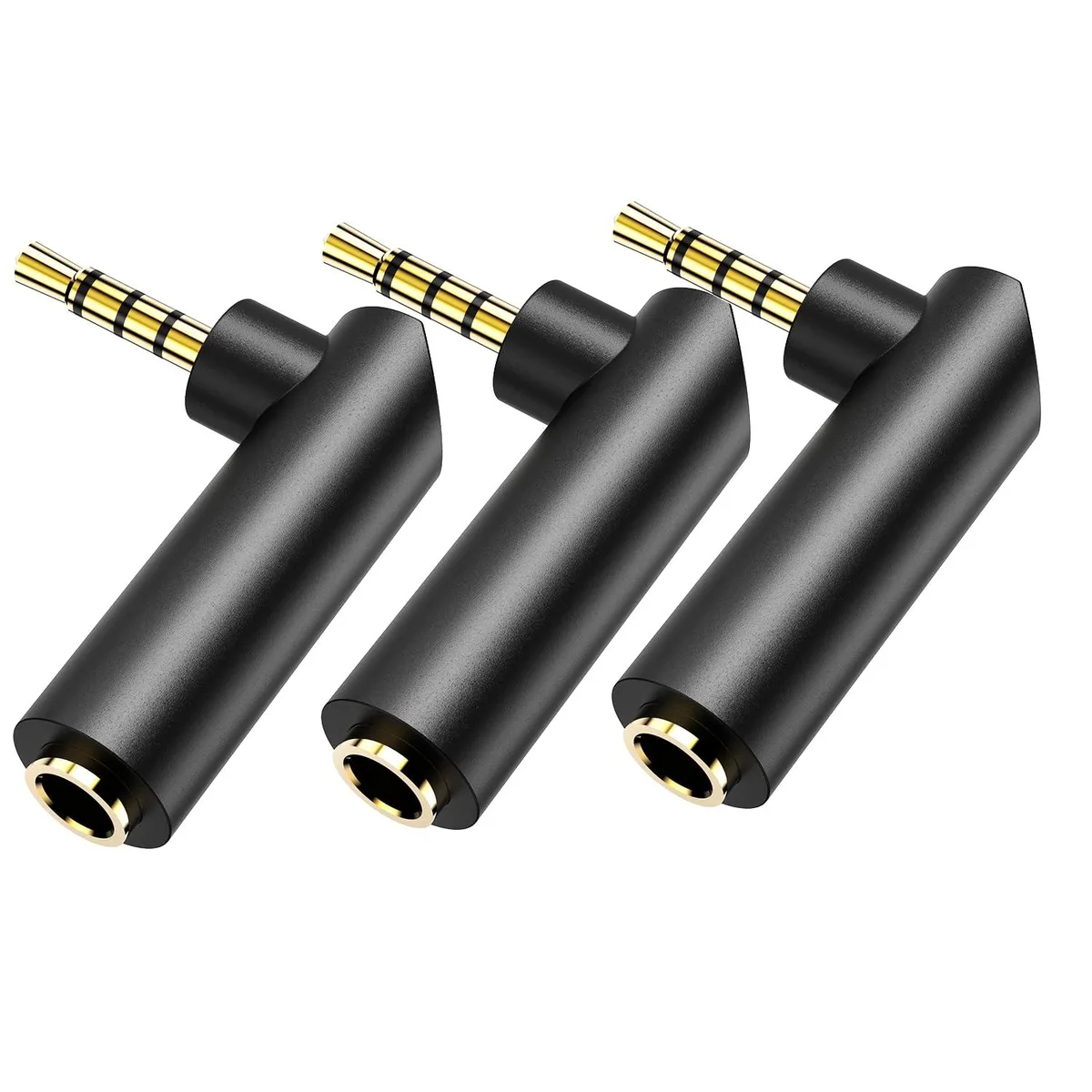 BUCIER BUCIER 3.5mm 90° Male-Female Audio Adapter 3pack — product photo