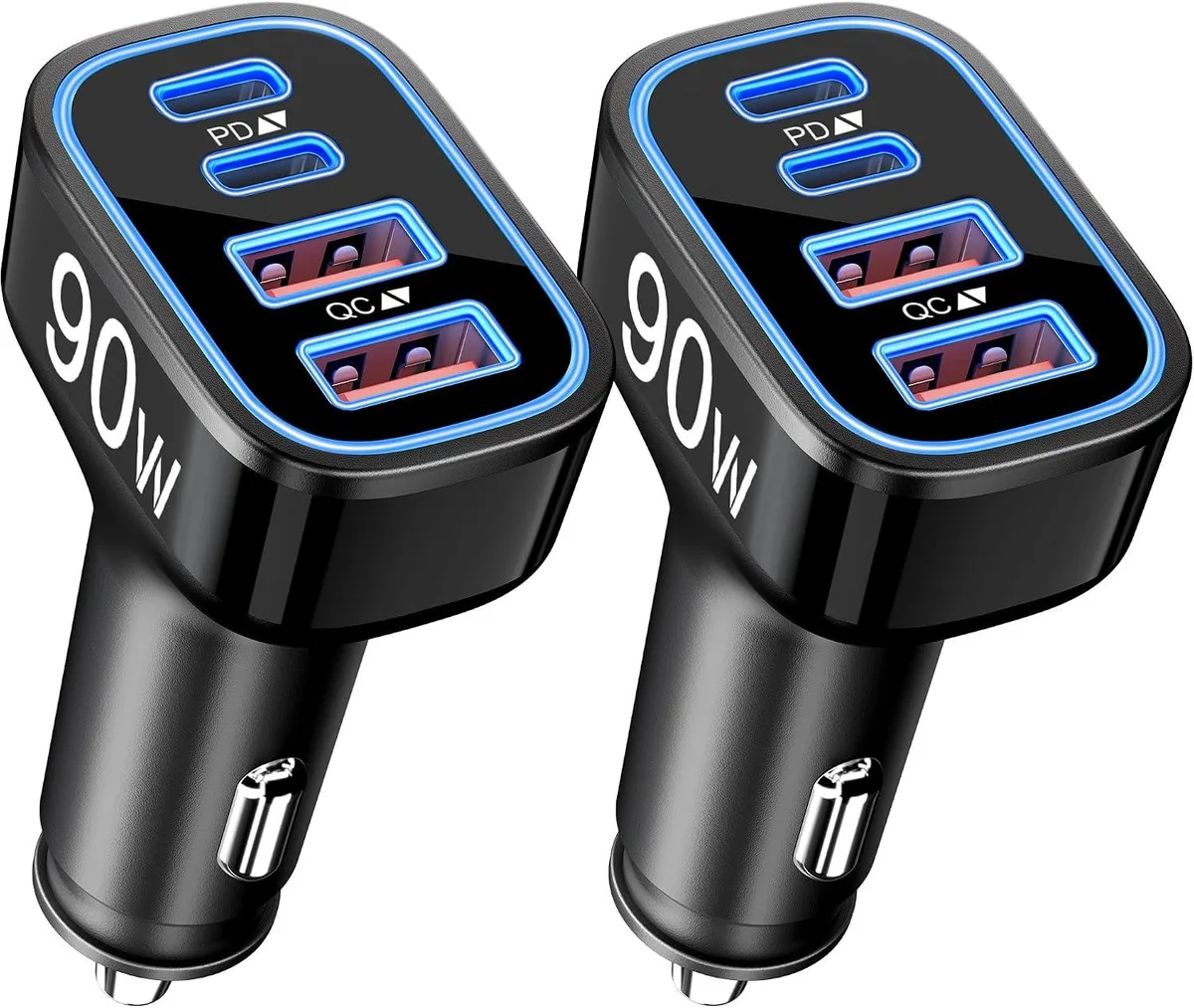 Leelbox Leelbox USB C Car Charger 2Pack 90W 4-Port 12-24V — product photo