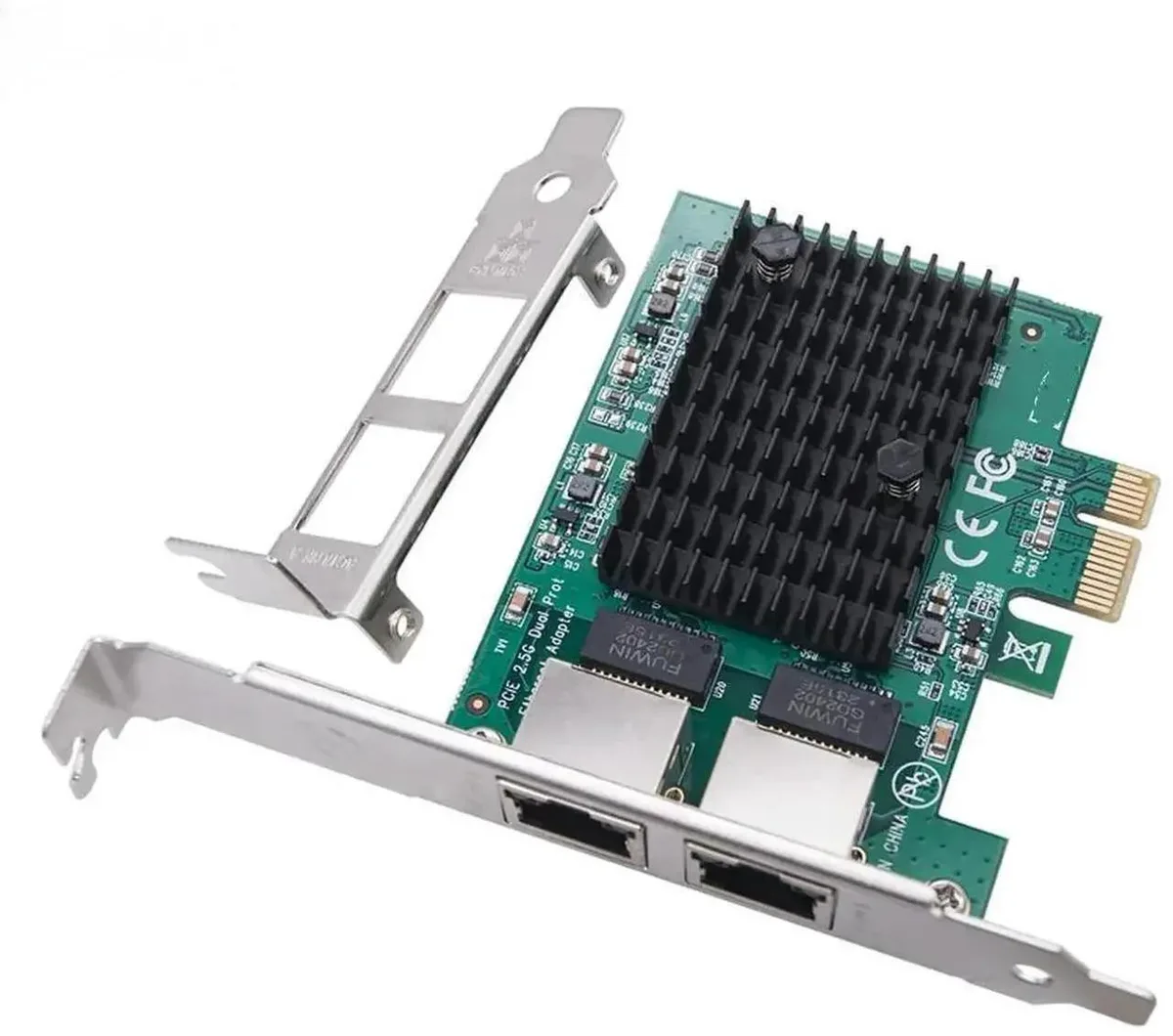 SMUGDESK SMUGDESK Dual Port 2.5G PCIe x1 Ethernet NIC Realtek RTL8125BG 2×RJ45 2500Mbps — product photo