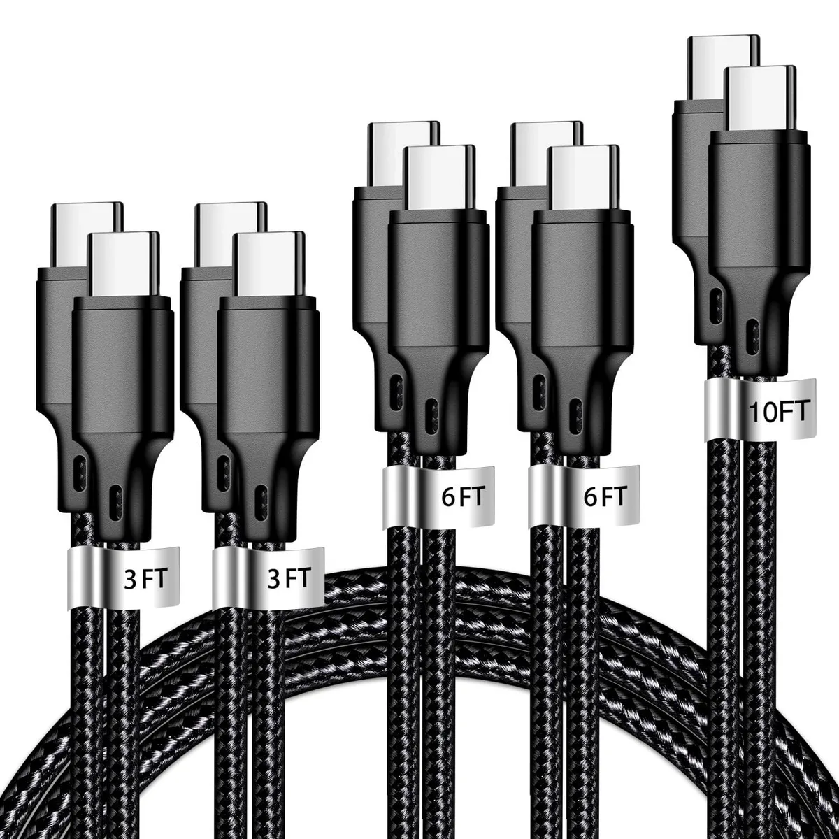 No Sew No Sew Nexus 5 5P C2C USB-C to USB-C cable 5-pack 3/3/6/6/10ft black — product photo