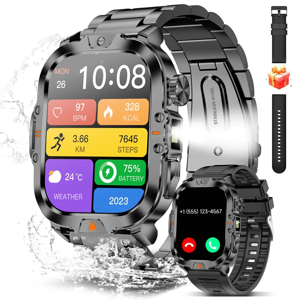  BRUBOSES V17 Smart Watch 2.01" 170+ Sports Modes Black 2 Straps — product photo