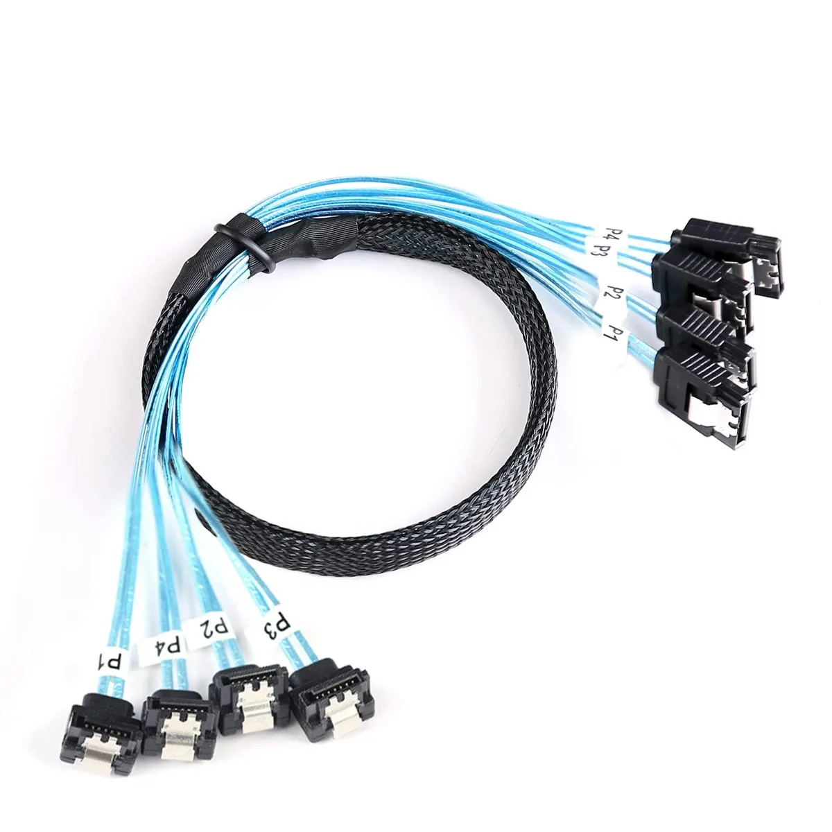  ADCAUDX SATA-011 SATA cable 0.5m 4-pack 90-degree right-angle 6Gbps — product photo