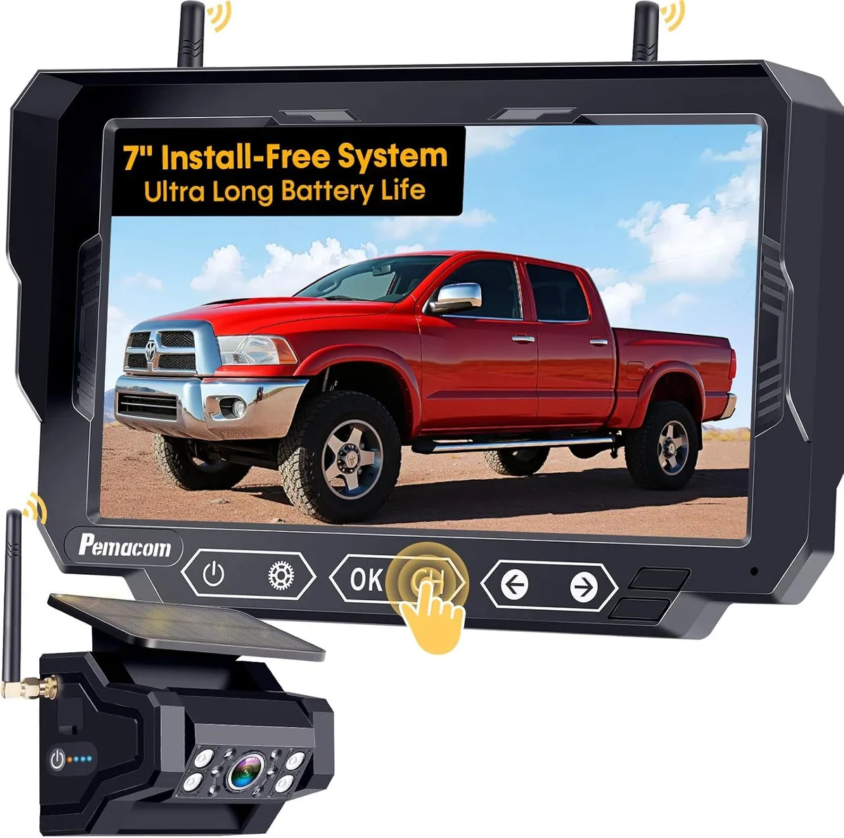 WUQ WUQ Magnetic Solar Wireless Backup Camera Pemacom P15 1080P 15000mAh 24h car electronics accessory — product photo