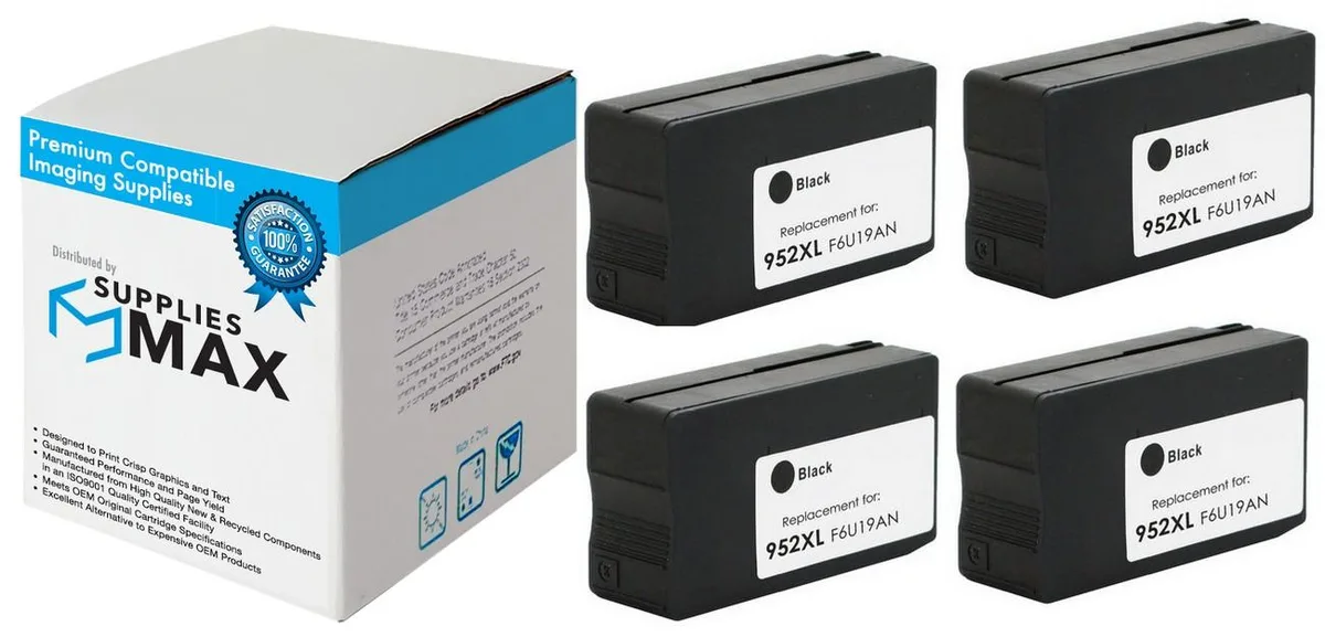 SuppliesMax SuppliesMax HP 952XL Black Ink Cartridge 4 Pack 2000 Pages — product photo
