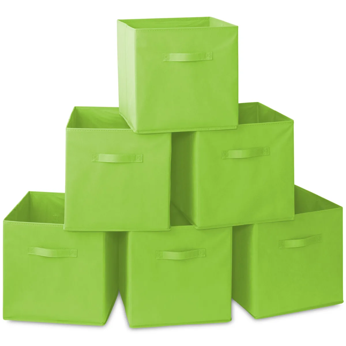 Casafield Casafield Set of 6 Collapsible Fabric Cube Storage Bins, Lime Green, 13 — product photo