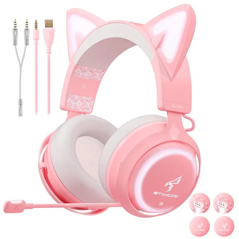 SOMIC SOMIC Stereo Gaming Headset Pink USB 7.1 3.5mm 40mm 2.2m 330g — product photo