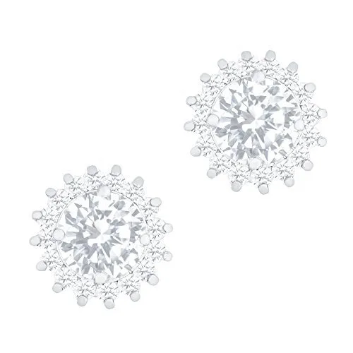 ORROUS &amp; CO ORROUS &amp; CO 18k White Gold Plated Sunflower Solitaire Cubic Zirconia Halo Stud Earrings 3.50 carats — product photo