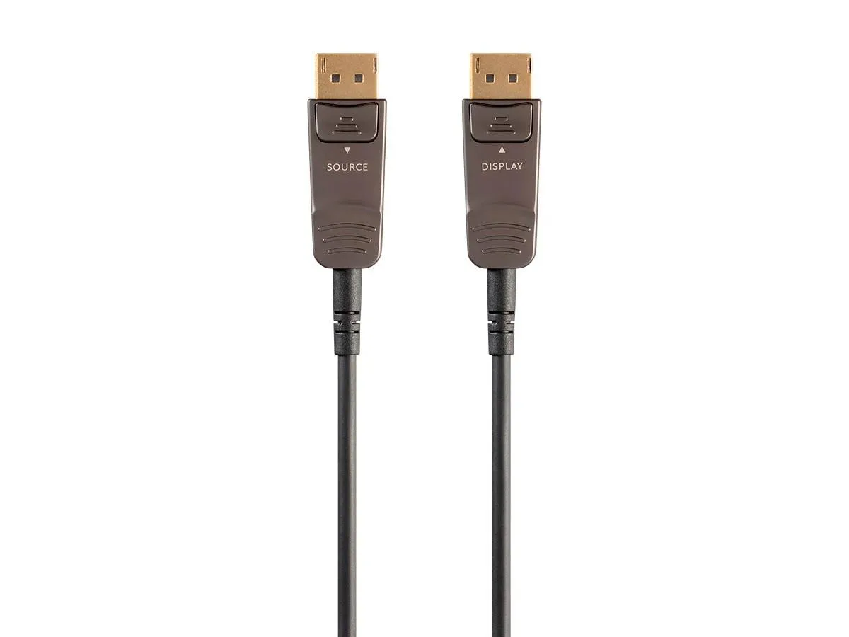 Monoprice Inc. Monoprice Inc. 121808 DisplayPort cable 100 ft 32.4Gbps 8K@30Hz 5K@60Hz 4K@120Hz fiber optic SlimRun — product photo