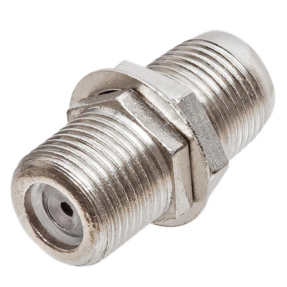 Ten nickel-plated brass F-type female couplers