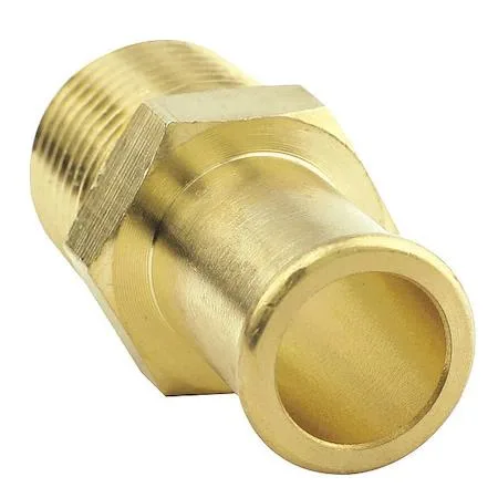 Small brass hose barb with hex head and male threads