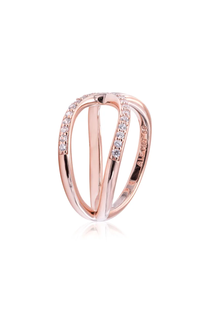 PANDORA PANDORA Wrapped Open Infinity Ring Size 56 14k Rose Gold 21 CZ — product photo