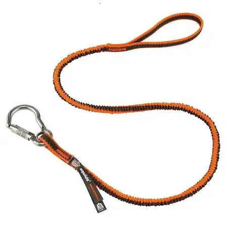 Orange tool lanyard with carabiner and loop, 48 in length