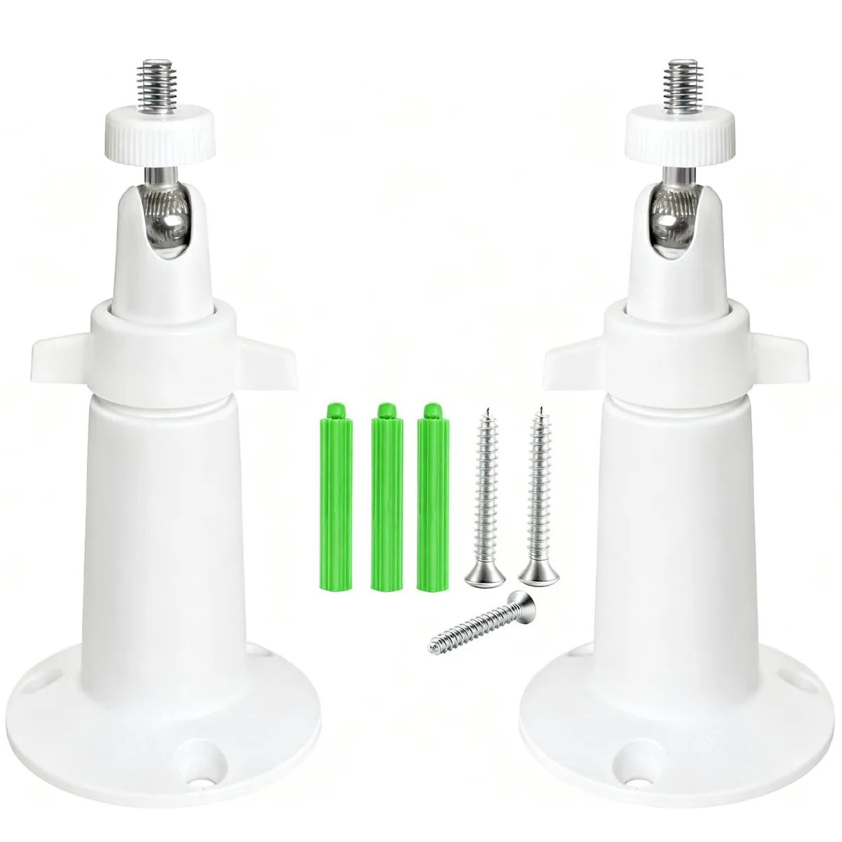  LIANSUM Adjustable Metal Wall Mount 2-Pack White Stainless Steel 360° Rotatable 90° Tilt 0.15 kg — product photo