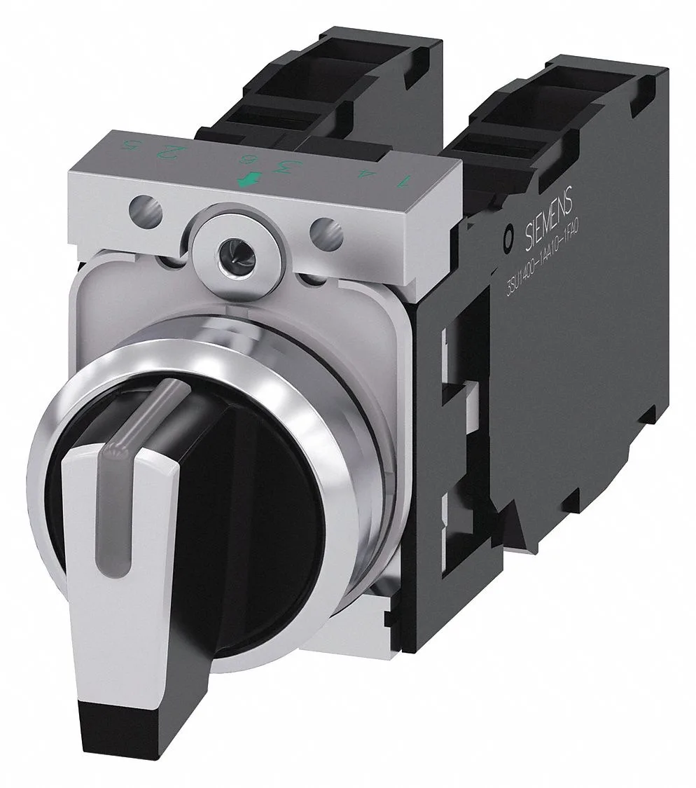 SIEMENS SIEMENS 3SU1150-2BL60-1LA0 Selector Switch 22 mm 3 Position 2NO/2NC White — product photo