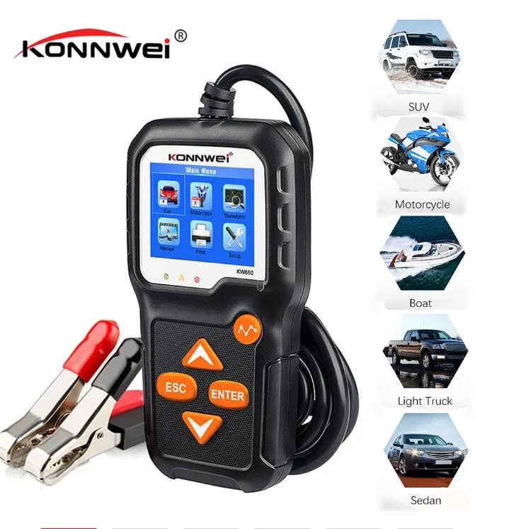 LUOM LUOM KW650 6V 12V 100-2000CCA 1.8" Color Screen Battery Tester — product photo