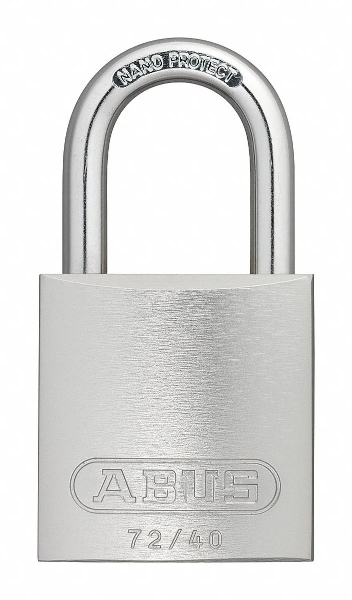 Silver anodized aluminum lockout padlock with hardened steel shackle