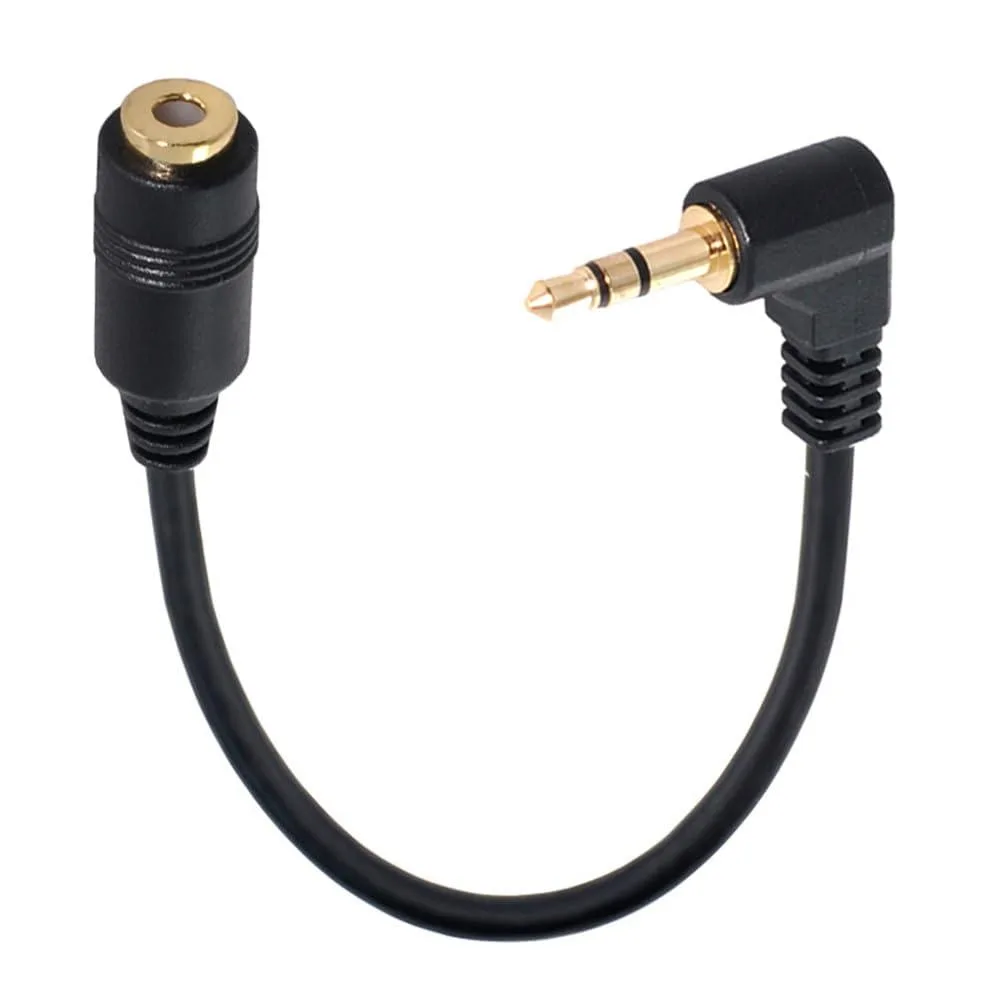LORDWORLD LORDWORLD 3.5mm 90° Right-Angled 3-Pole Male-Female Extension Cable 10cm Black — product photo