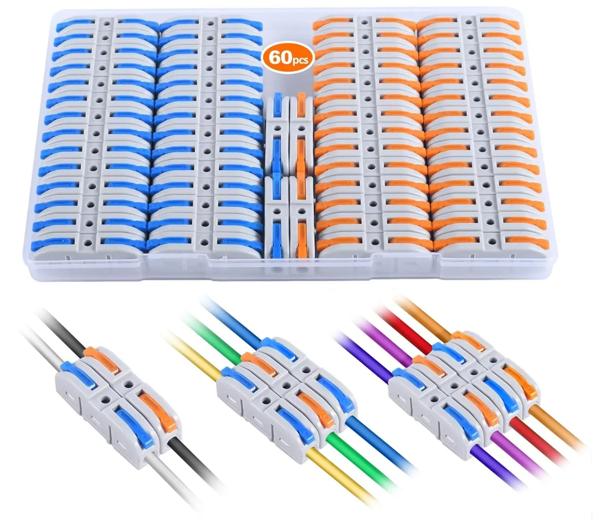  Wire Cap Connectors 60-Piece 28-12 AWG 1 in 1 Out — product photo